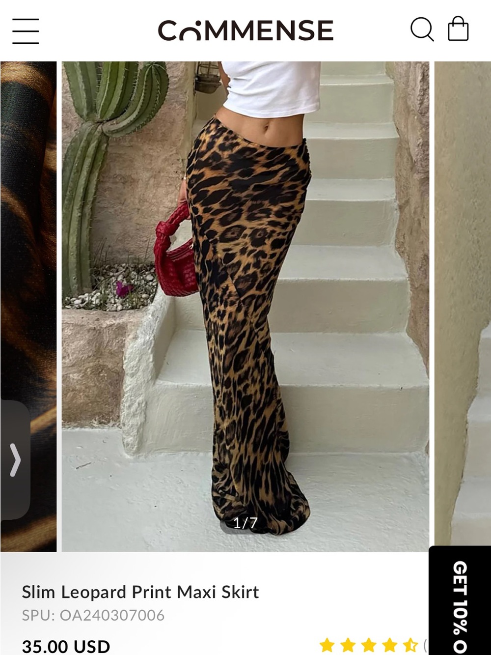 Commense Leopard Print Silky Maxi Skirt NEW